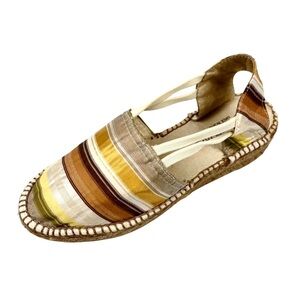 Eric Michael Girls Striped Silk Slip On Espadrilles Size 4 (big girl 2)